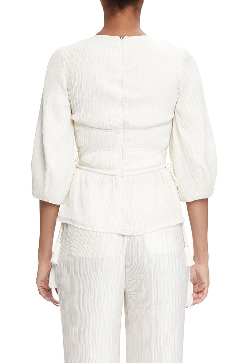 Neda Pleated Peplum Top, Alternate, color, IVORY