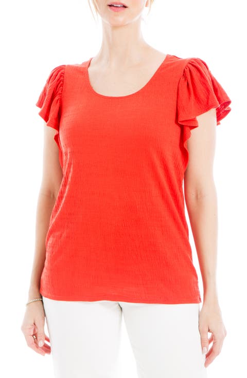 Flutter Sleeve Jersey Crinkle Top