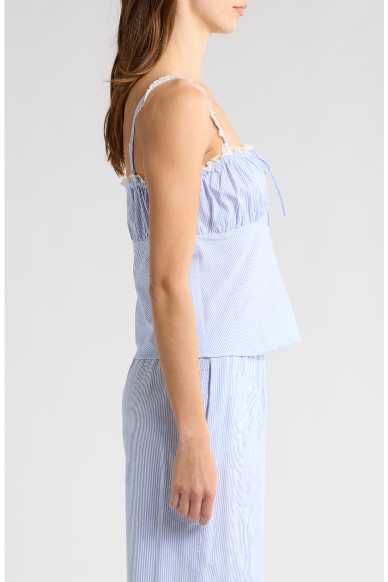 Sara Lace Trim Cotton Camisole, Alternate, color, BLUE-IVORY STRIPE