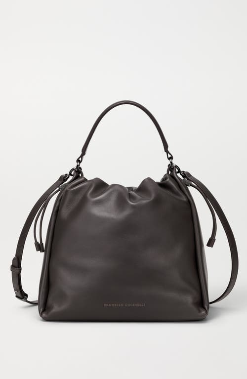 Brunello Cucinelli Soft Leather Mellow Bucket Bag In Brown