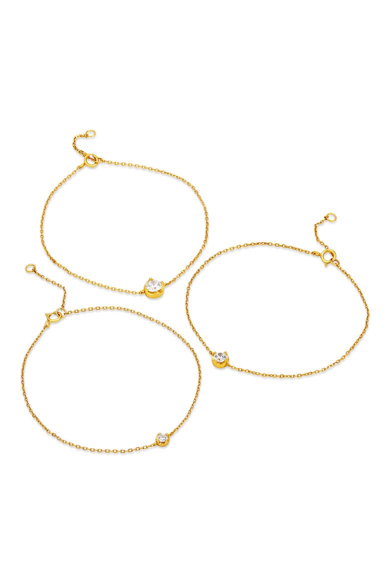 Sol Solitaire Cubic Zirconia Bracelet Trio, Alternate, color, YELLOW