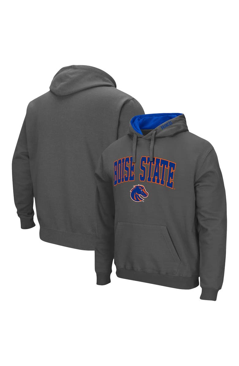 COLOSSEUM Men's Colosseum Charcoal Boise State Broncos Arch & Logo 3.0 Pullover Hoodie, Main, color, Charcoal