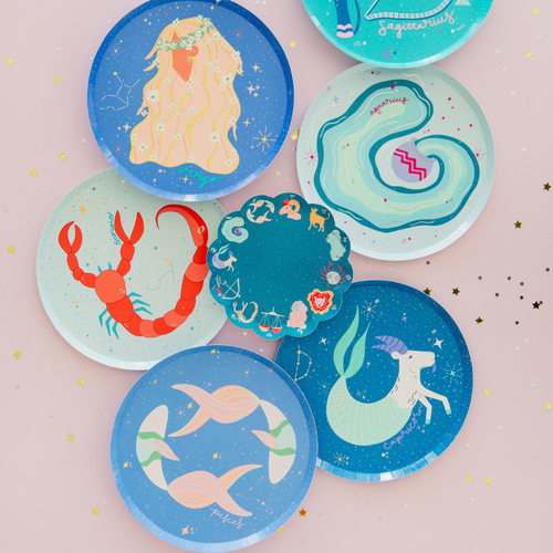 Jollity & Co Zodiac Themed Dessert Plates In Assorted Pre-pack