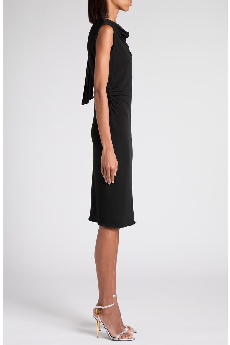 Cutout Shoulder Crepe Jersey Cocktail Dress, Alternate, color, LB999 BLACK