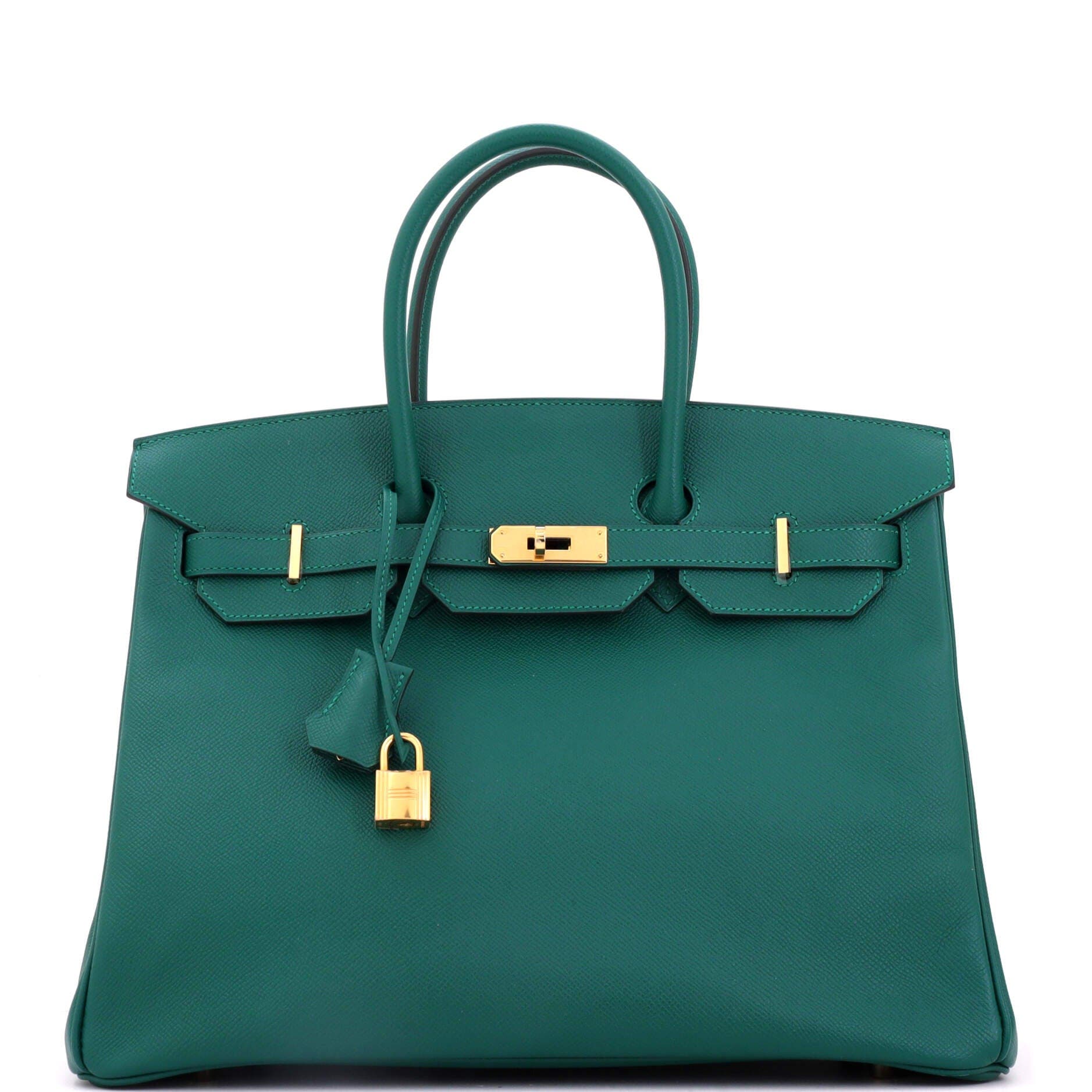 Pre-Owned Hermes Birkin Handbag Green Epsom with Gold Hardware 35, Main, color, Malachite