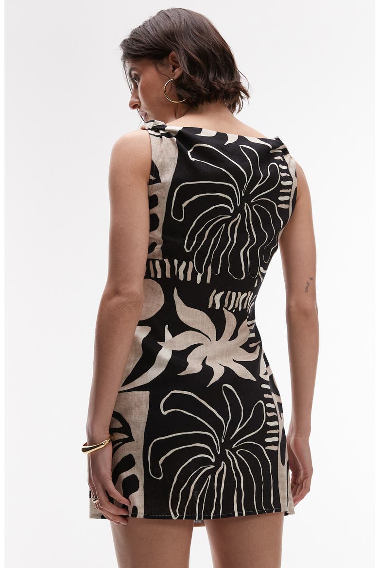 Printed Twist Shoulder Minidress, Alternate, color, BLACK MULTI