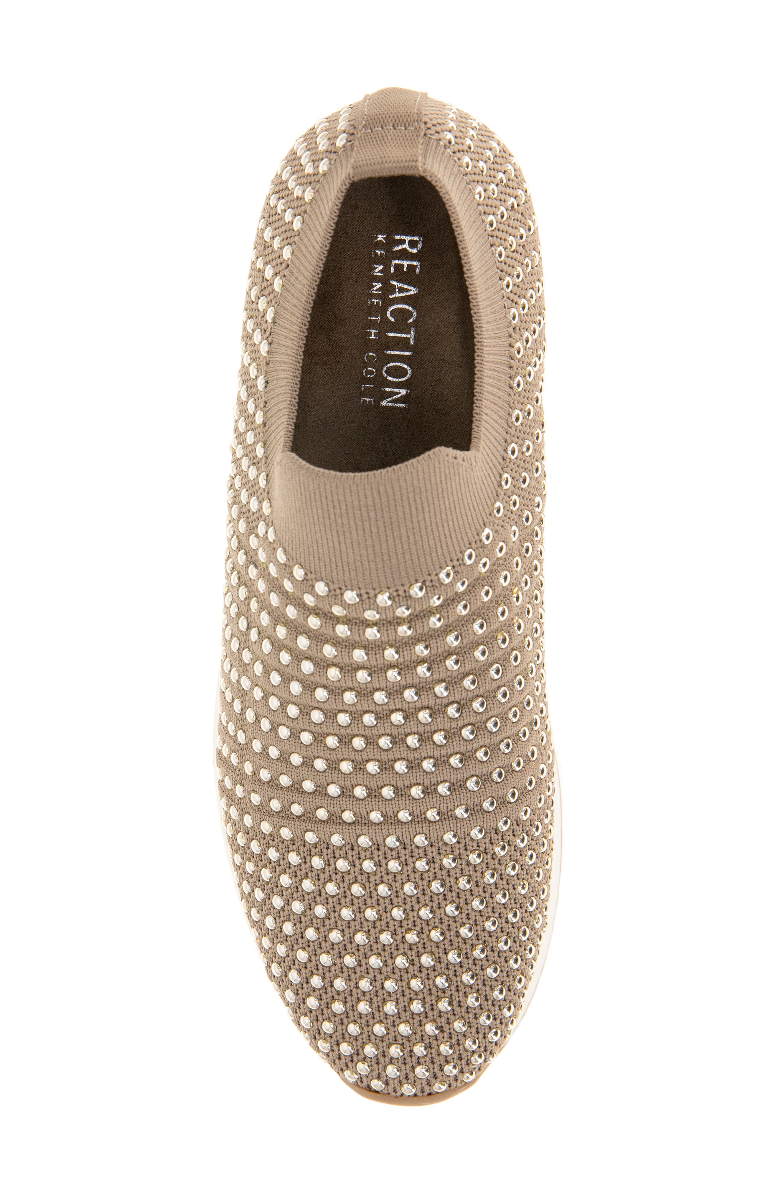 REACTION KENNETH COLE Cameron Embellished Jewel Platform Sneaker, Alternate, color, CLASSIC TAN KNIT