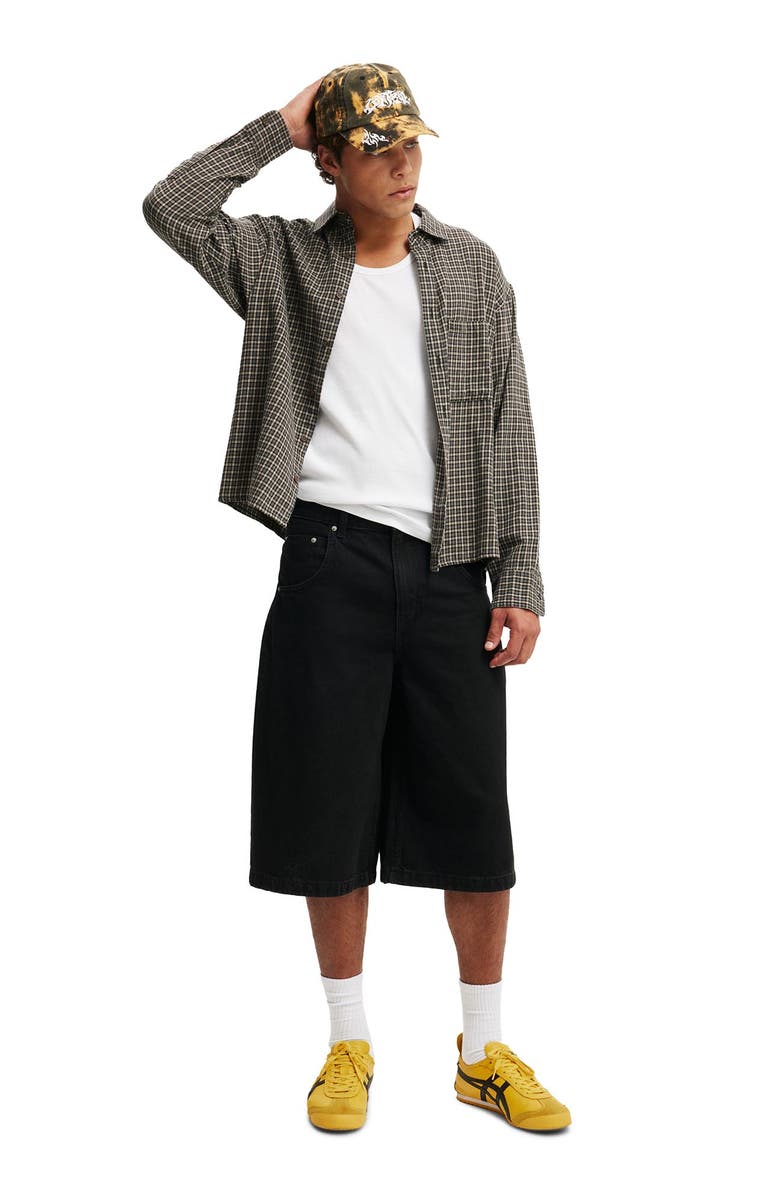 Cotton On Men's Y2k Super Baggy Jort, Alternate, color, Dire Black