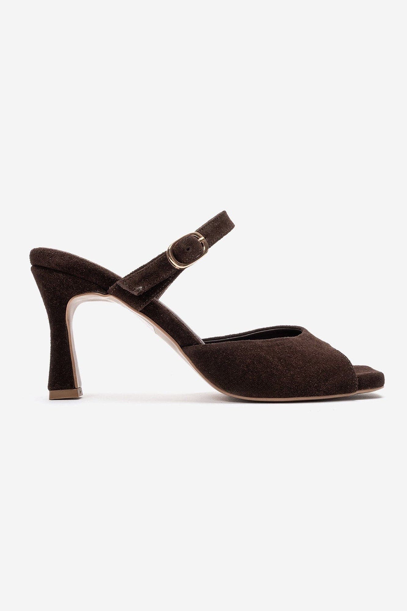 Urael Leather Stiletto Strap Sandal, Alternate, color, Brown Suede