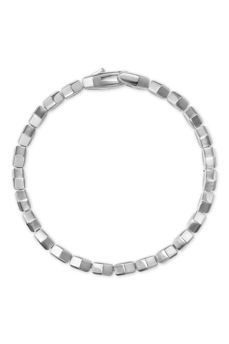 Men's Hex Pavé Tennis Bracelet in Black Titanium with Black Diamonds, Alternate, color, SILVER PAVE