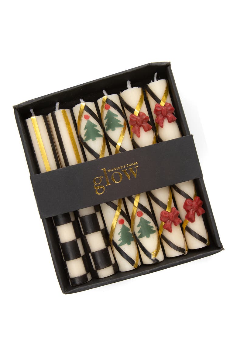 Set of 6 Mini Holiday Dinner Candles, Alternate, color, MULTI