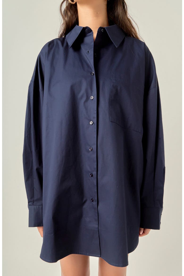 Oversize Button-Up Shirt, Alternate, color, NAVY