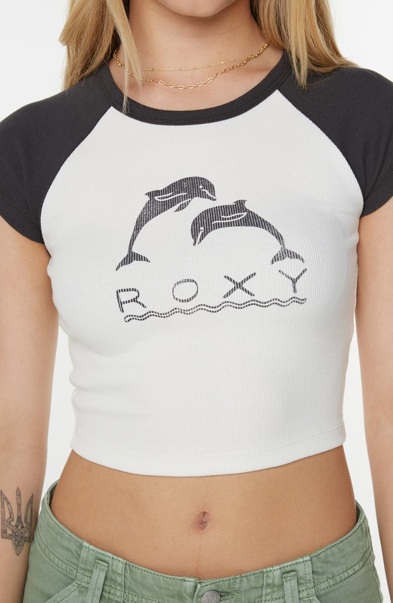 Roxy Sunset Dreams Crop Stretch Cotton Blend Graphic T-Shirt, Alternate, color, Phantom Sunset Dreams