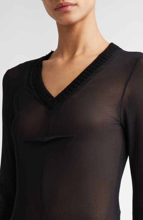 Mm6 Maison Margiela Sheer Mesh Top In Black