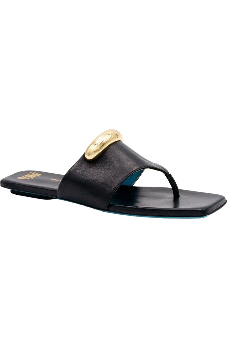 Valentina Rangoni Circe Thong Flat Sandal, Main, color, Black