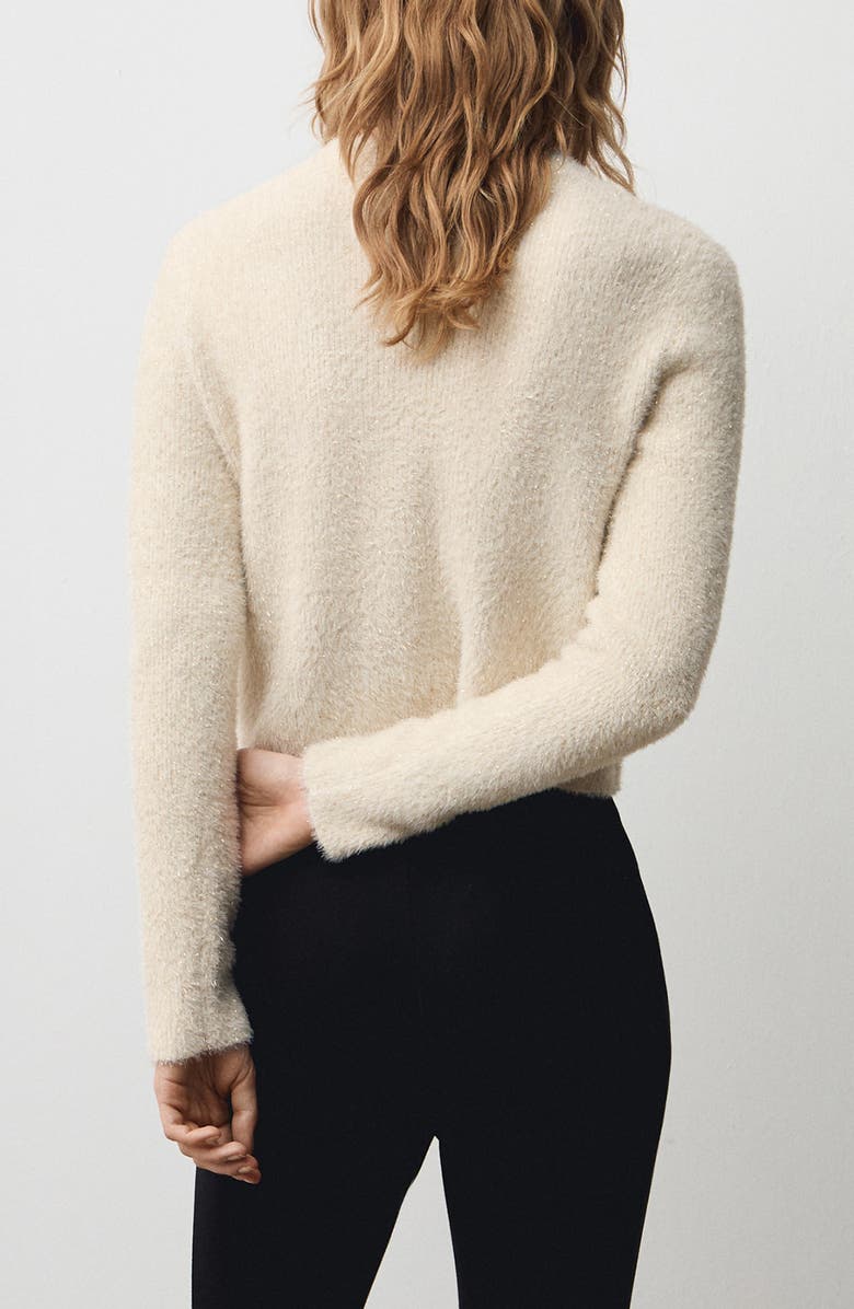 MANGO Glitter Detail Long Sleeve, Alternate, color, Ecru