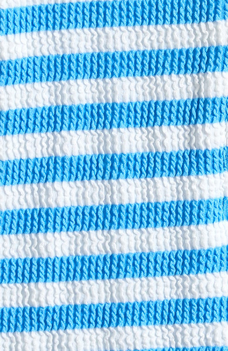 Seafolly Kids' Textured Short Sleeve One-Piece Rashguard Swimsuit, Alternate, color, Powder Blue