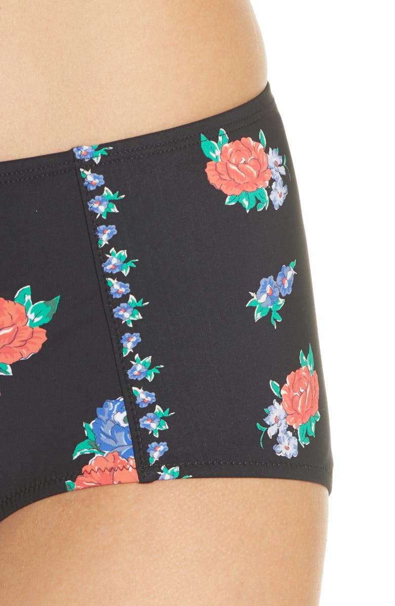 Tory Burch High Waist Floral Bikini Bottoms, Alternate, color, 
