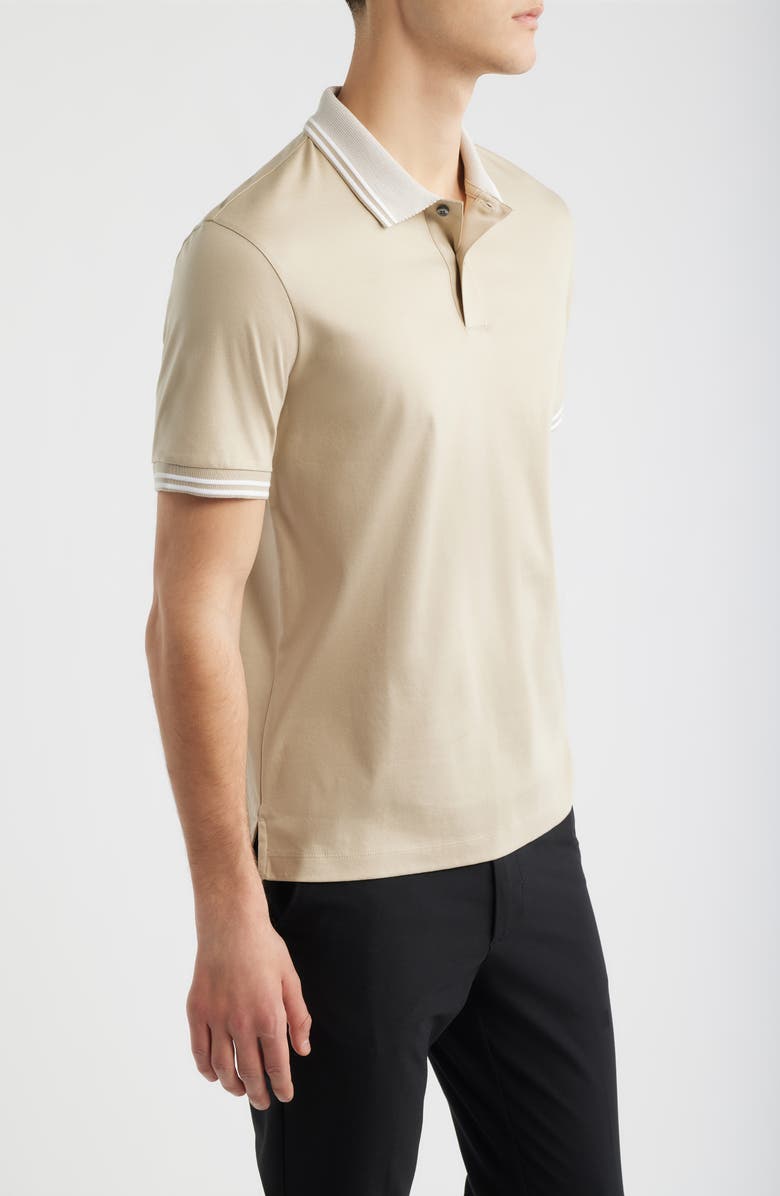BOSS Phillipson Tipped Cotton Polo, Alternate, color, Open Beige