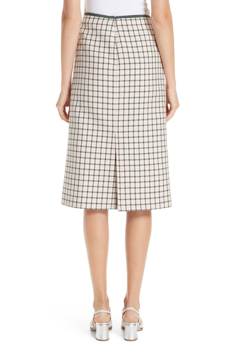 Check Wool Pencil Skirt, Alternate, color, PINK GREEN
