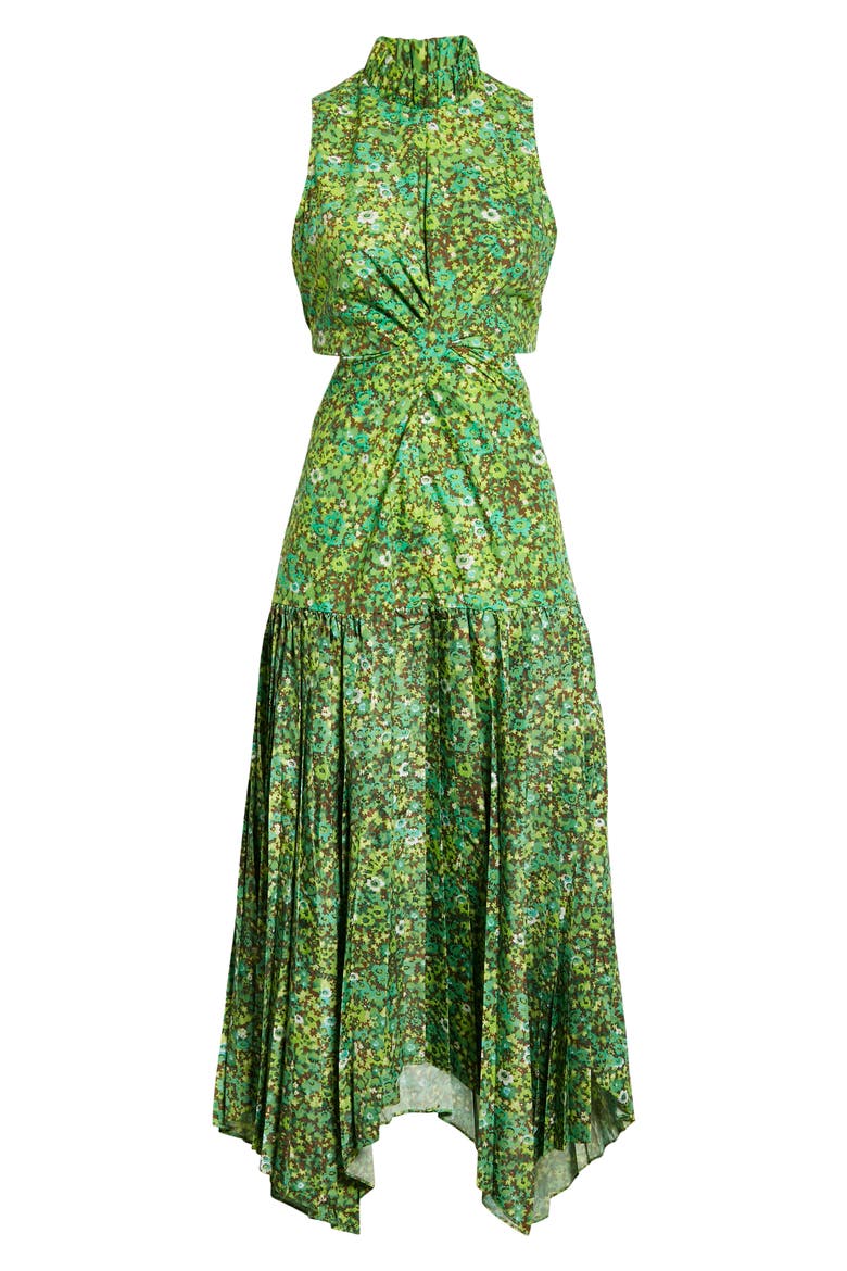 Pleated Phyllis Dress, Alternate, color, ACID GREEN