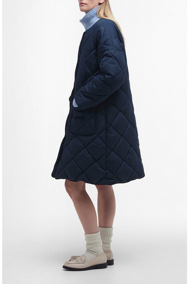 Brigitte Quilted Coat With Removable Scarf, Alternate, color, NAVY/ SKY DRESS TARTAN