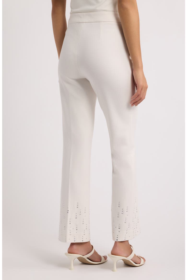 Embellished Ankle Flare Pants, Alternate, color, WHITE DOVE