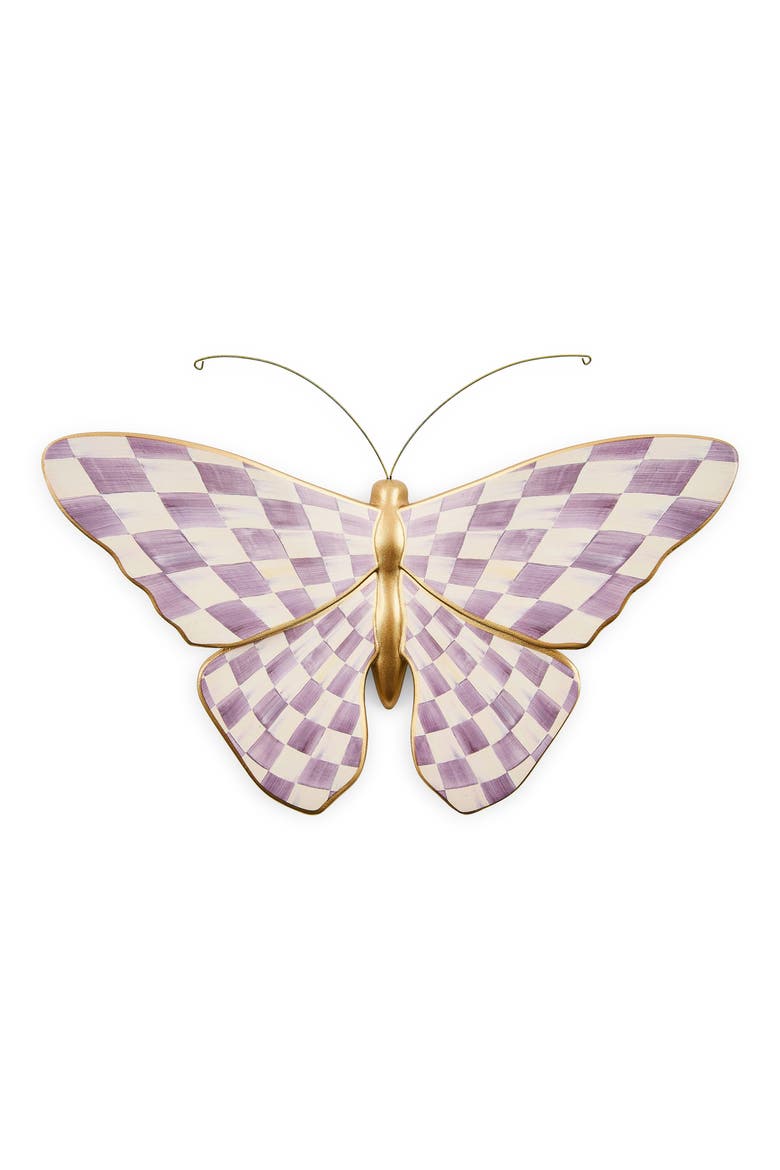 Violet Check Butterfly Wall Decor, Main, color, VIOLET