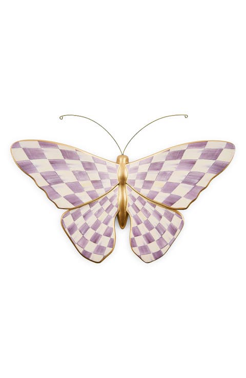 Violet Check Butterfly Wall Decor