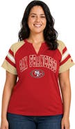 STARTER Women's Starter Scarlet San Francisco 49ers Plus Size Game On Notch Neck Raglan T-Shirt