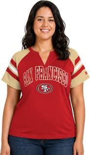 STARTER Women's Starter Scarlet San Francisco 49ers Plus Size Game On Notch Neck Raglan T-Shirt