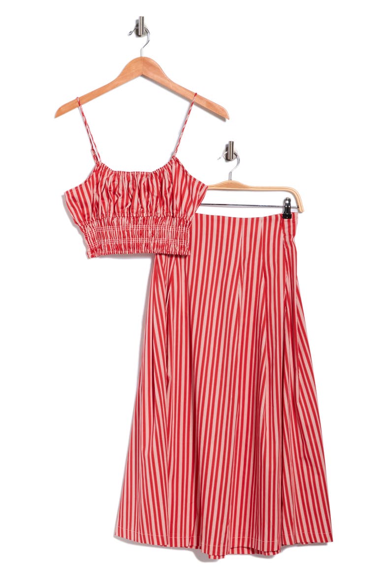 Cropped Cami & Skirt Set, Alternate, color, RED IVORY STRIPE