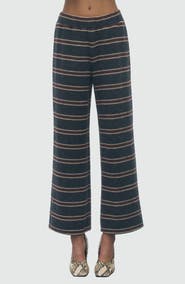 MAUDE CLUB Bradley Striped Wide Leg Knit Pants