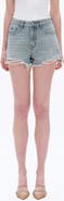 Bayeas Rhinestone Raw Hem High Waist Denim Shorts