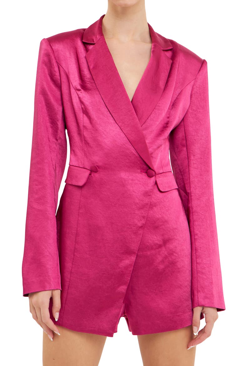 Long Sleeve Satin Blazer Romper, Alternate, color, ORCHID