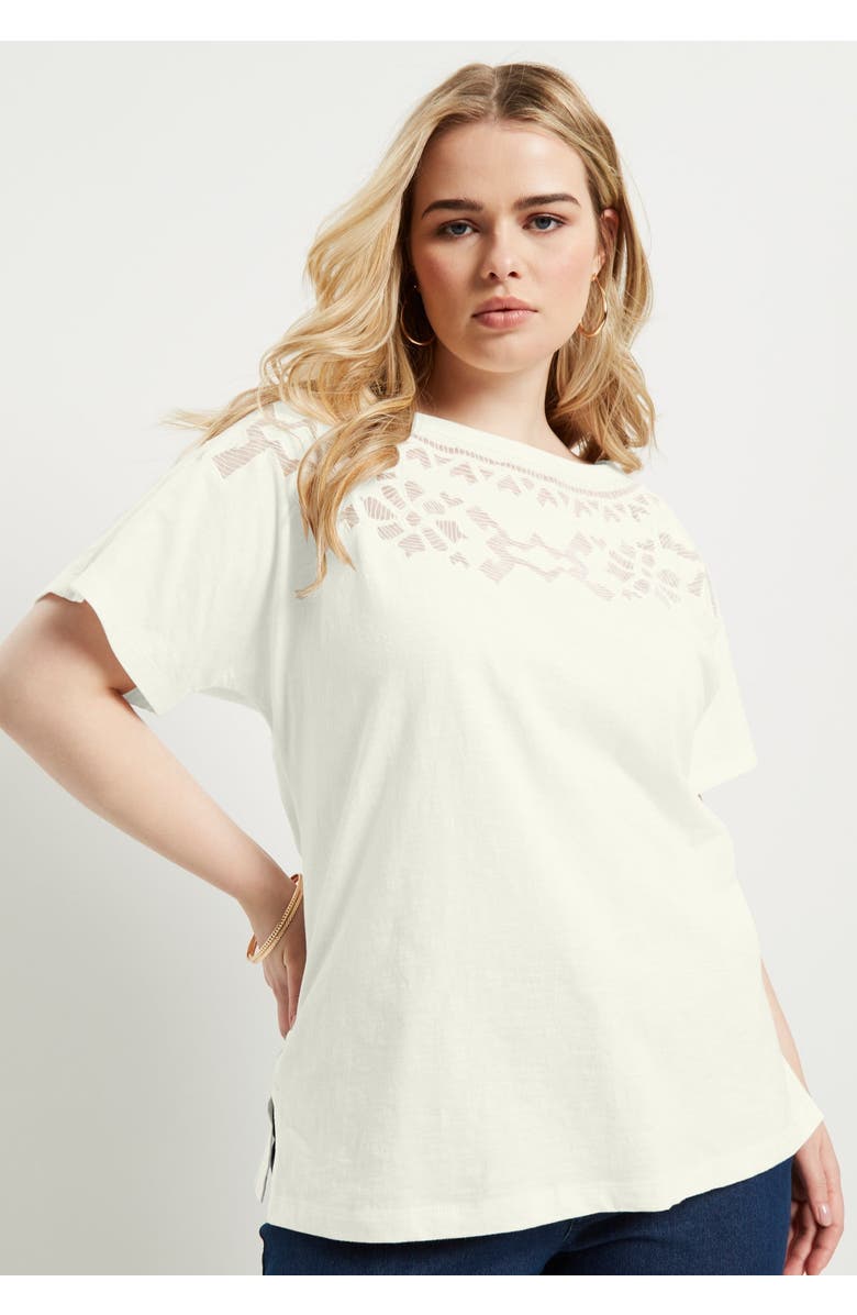 June + Vie Openwork Boatneck Shirt, Alternate, color, 