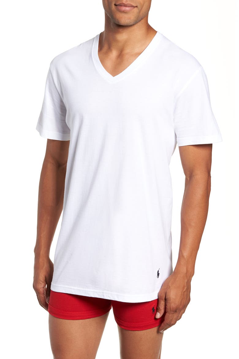 5-Pack V-Neck Undershirts, Alternate, color, WHITE