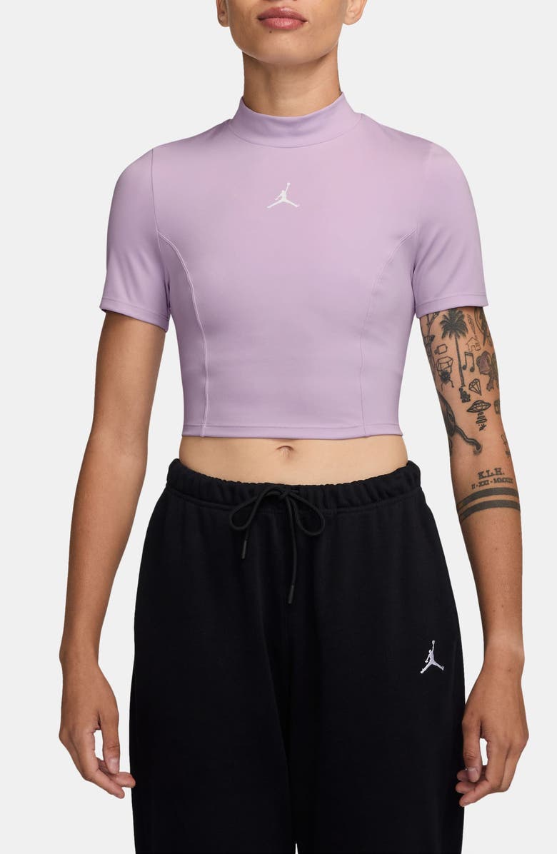 Jordan Mock Neck Crop Top, Main, color, Doll/ White