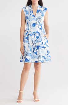 Vince Camuto Floral Scuba Knit Fit & Flare Dress