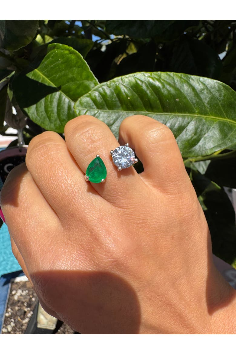 round & pear emerald toi e moi  ring, Alternate, color, green