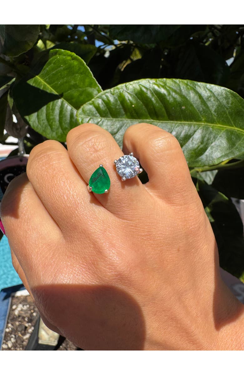 Gemma Azzurro round & pear emerald toi e moi ring, Alternate, color, Green