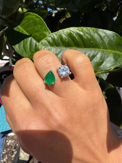 Gemma Azzurro Round & Pear Emerald Toi E Moi  Ring In Brown