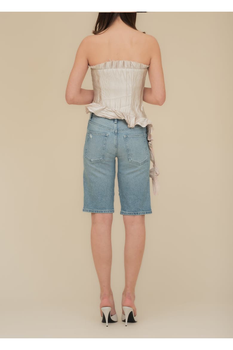 Le Fay Raw-Edged Pleated Satin Ruffled Top, Alternate, color, Champagne