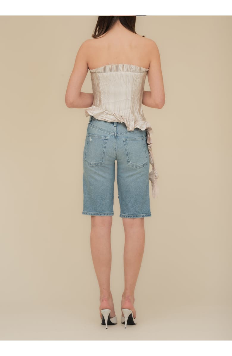 Contessa Mills Le Fay Raw-Edged Pleated Satin Ruffled Top, Alternate, color, Champagne