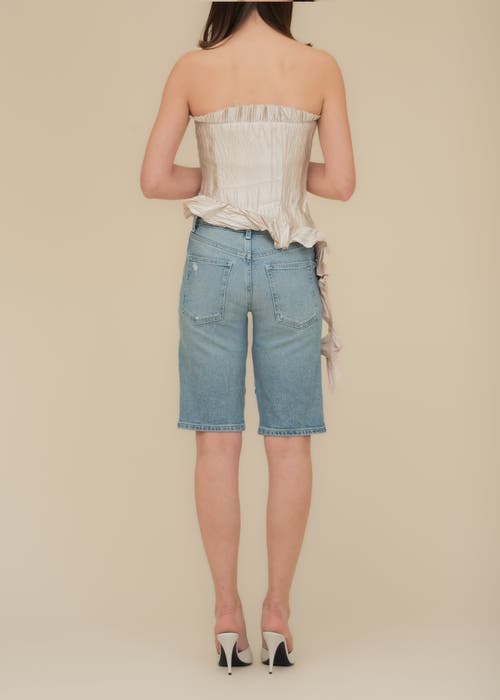 Contessa Mills Le Fay Raw-edged Pleated Satin Ruffled Top In Metallic
