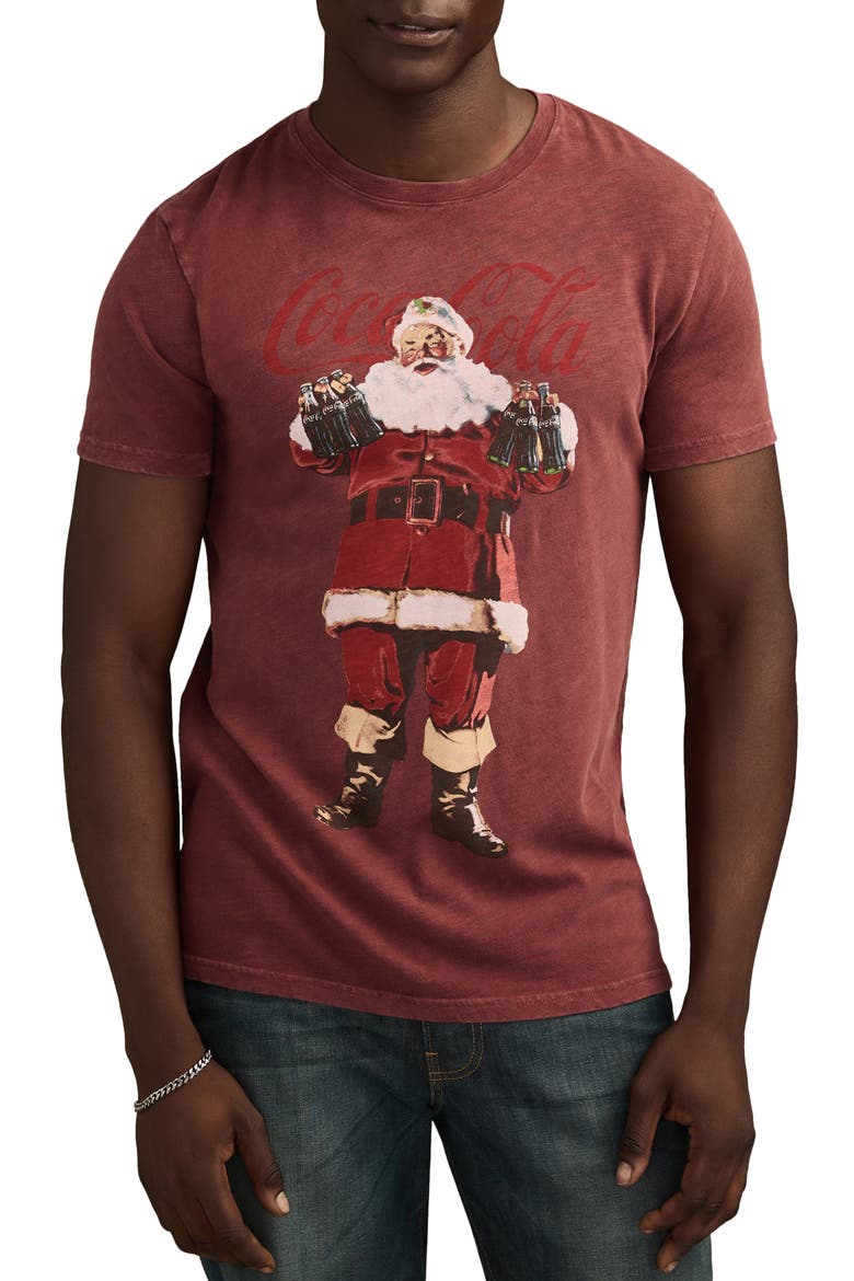 Coca-Cola® Santa Claus Cotton Graphic T-Shirt, Main, color, PORT
