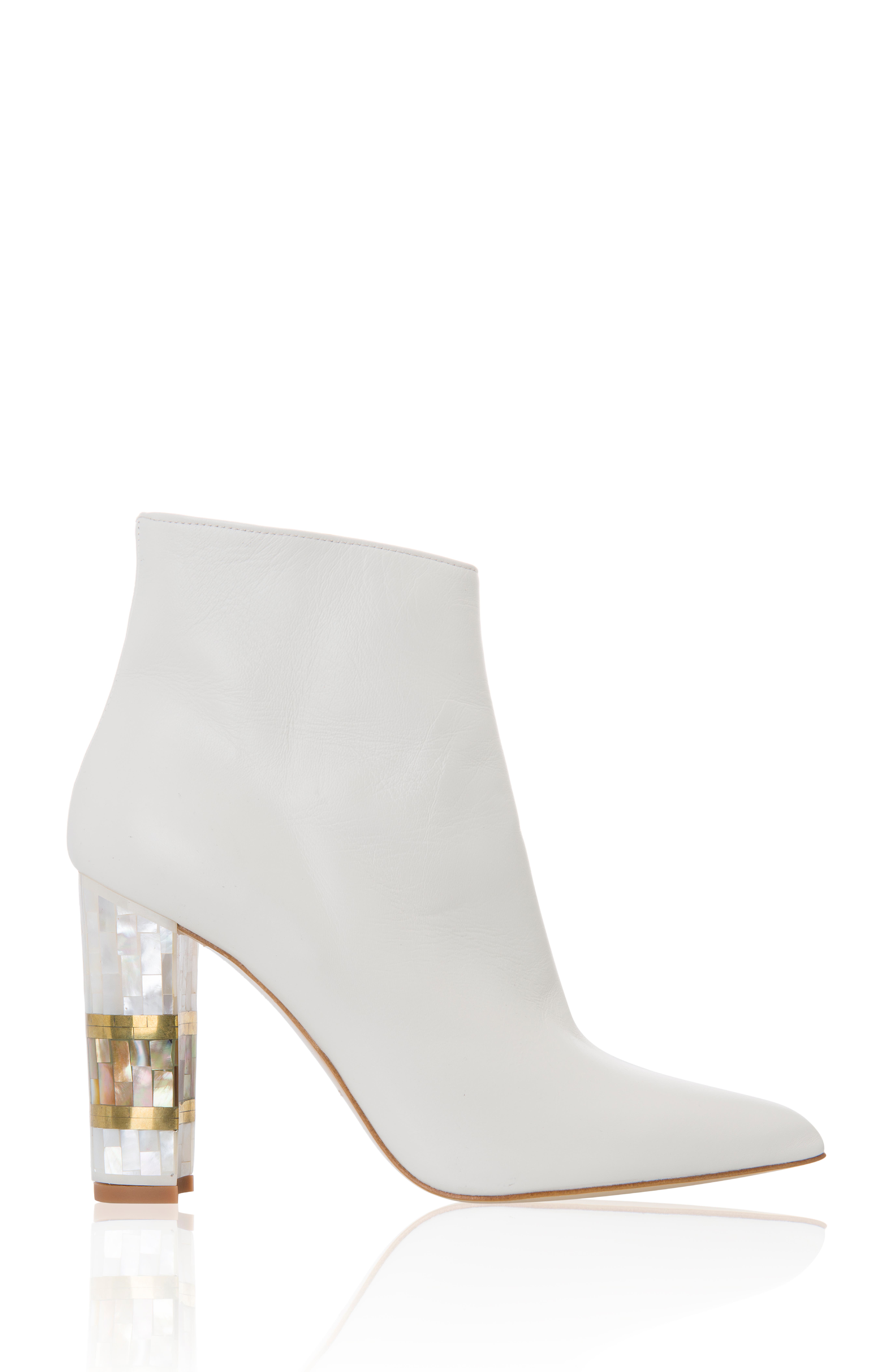 Freya Rose Jasmine White Pearl Heel Ankle Boot, Main, color, White
