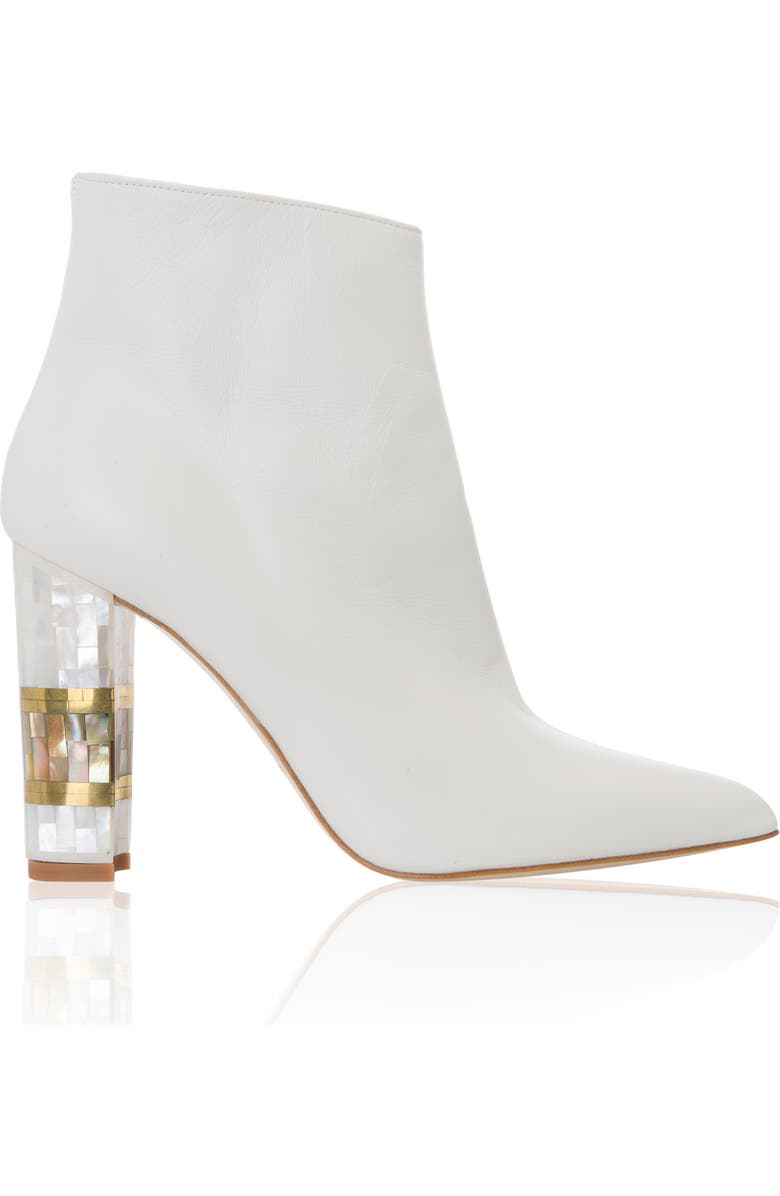 Freya Rose Jasmine White Pearl Heel Ankle Boot, Main, color, White