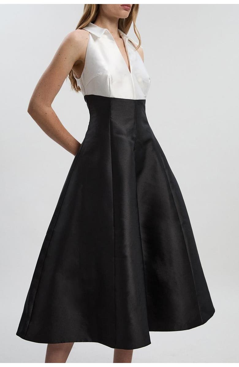 Karen Millen Twill Contrast Tux Tailored Dress, Alternate, color, Mono