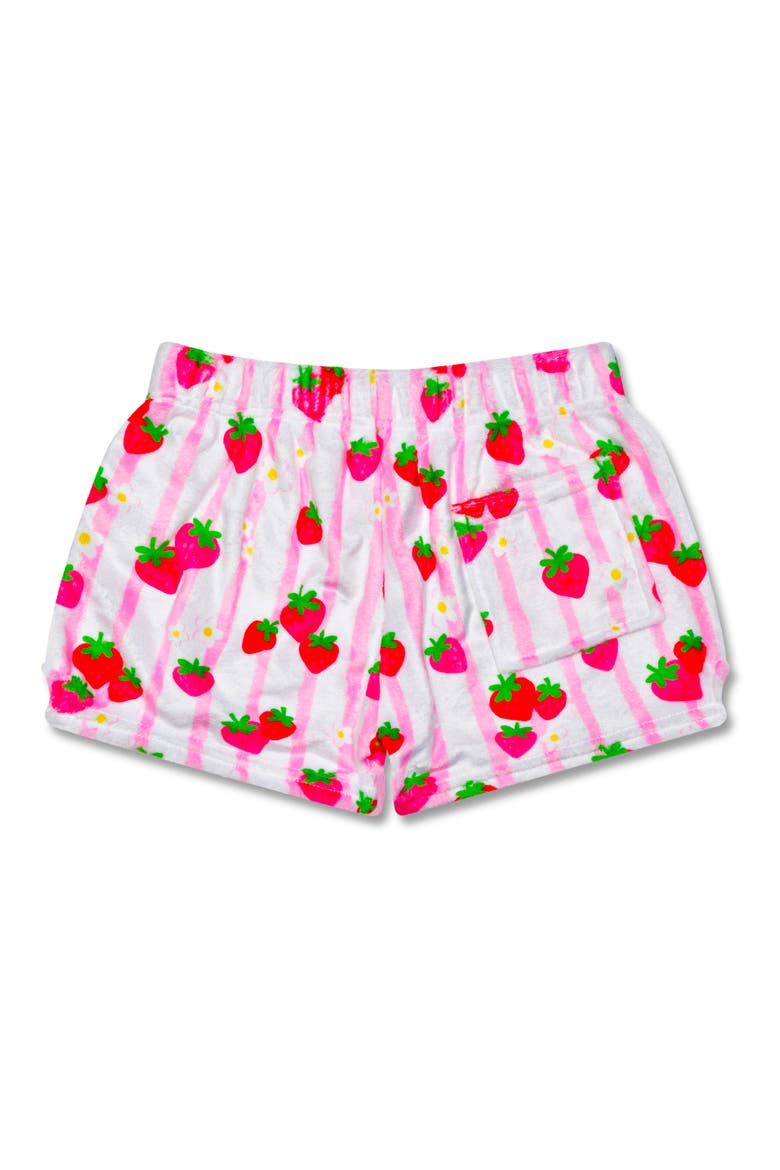 Kids' Strawberry Stripes Plush Shorts, Alternate, color, PINK MULTI